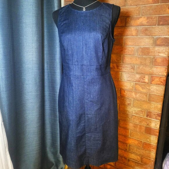 Ann Taylor Dresses & Skirts - Ann Taylor Denim Sleeveless Back Zipper Fitted Shift Dress = Size 8P